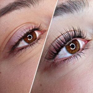 قبل و بعد لیفت مژه طبیعی در سالن زینب همتی در کرج 